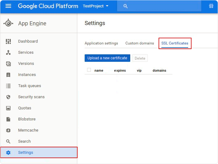 Google Cloud Manage SSL Certificates