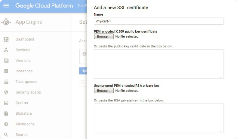 Google Cloud Upload Your Certificate