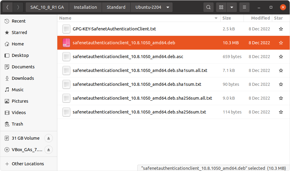 SafeNet Authentication Client Ubuntu-2204 .deb