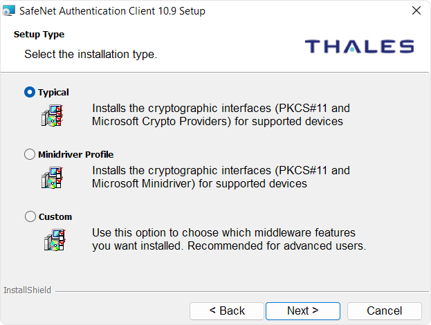 SafeNet Installation type