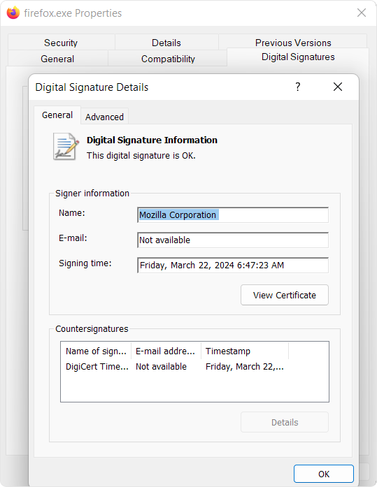 This digital signature is OK