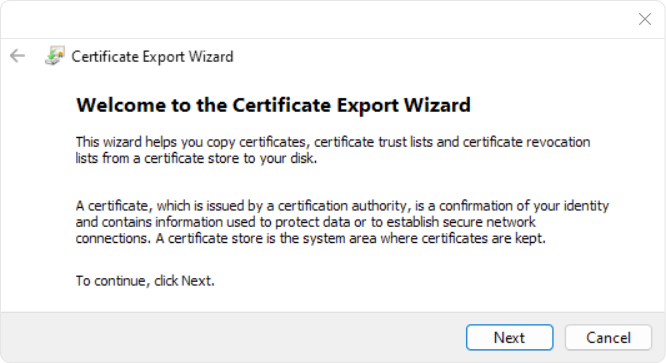 Certificate Export Wizard