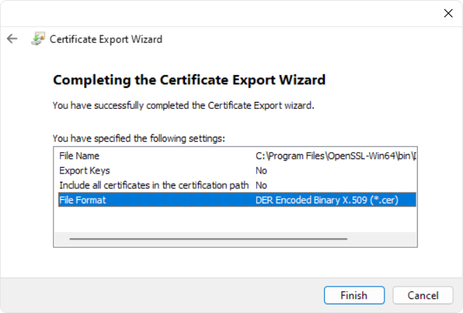 Certificate Export