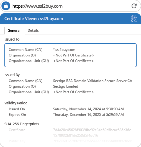 Comodo EssentialSSL Wildcard General