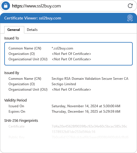 Comodo Multi Domain Wildcard Certificate General