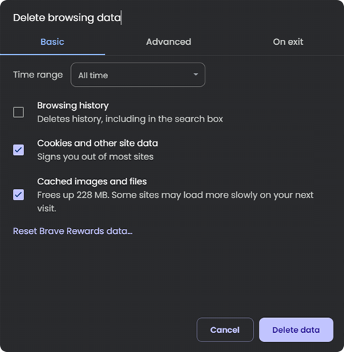 Delete Browsing Data