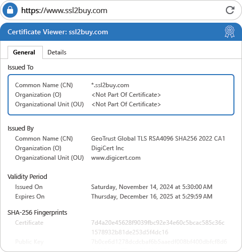 GeoTrust QuickSSL Premium Wildcard SSL Flex General