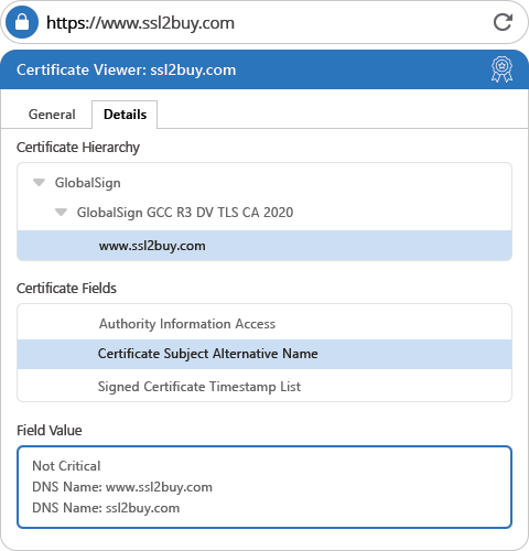 Globalsign Domain SSL Details