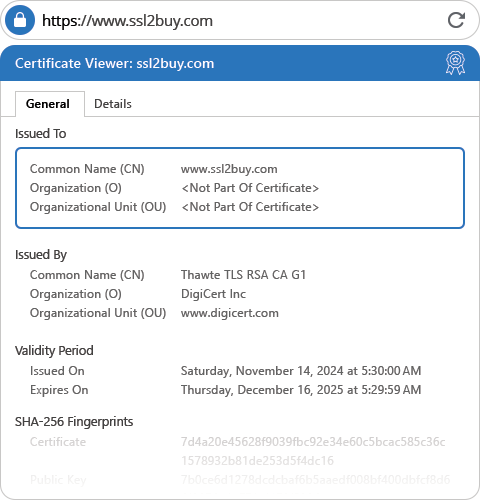 Thawte SSL 123 Certificate Flex General