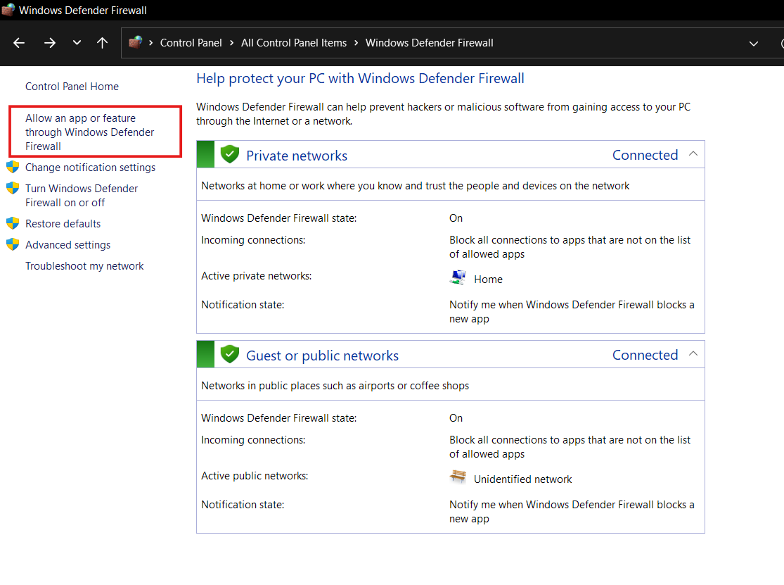 Windows Defender Firewall