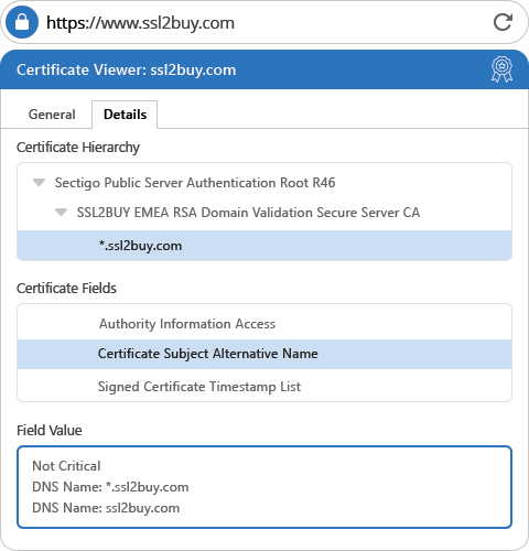 PrimeSSL Wildcard SSL Certificate Details