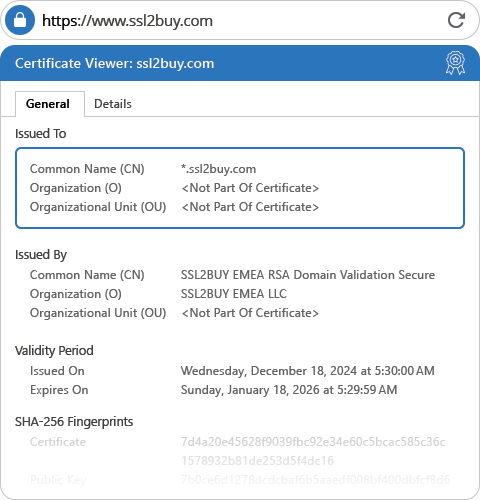 PrimeSSL Wildcard SSL Certificate General