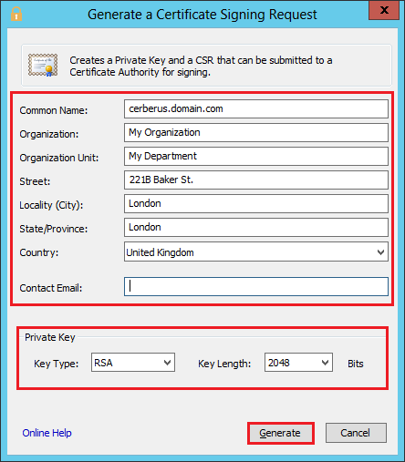 Cerberus FTP Generate a Certificate Signing Request