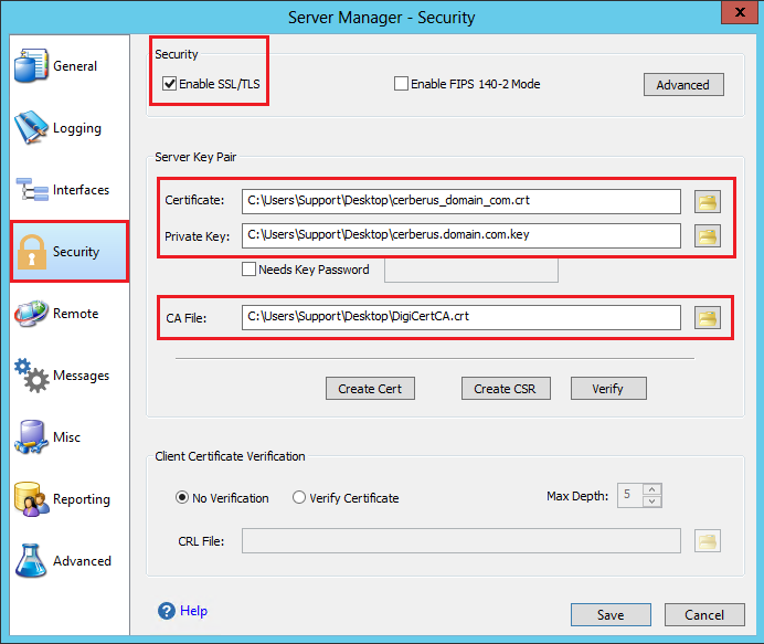 Cerberus FTP Server Manager Security