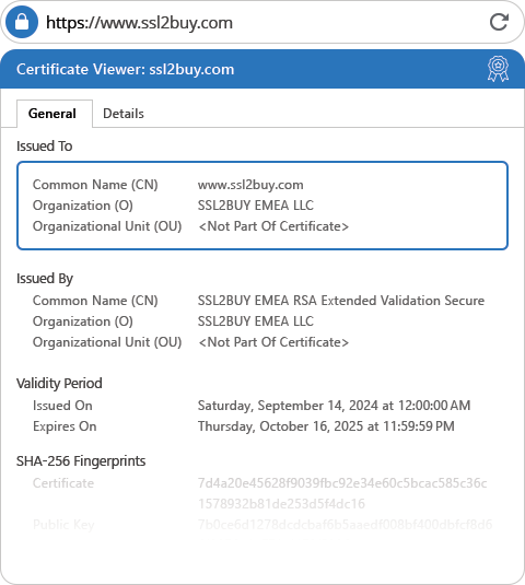 PrimeSSL EV Multi-Domain Certificate General