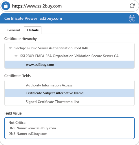 PrimeSSL OV Certificate Details