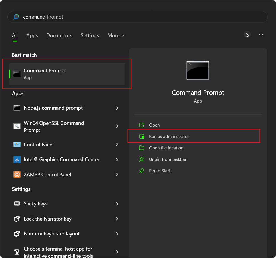 Windows Command Prompt Run as administrator